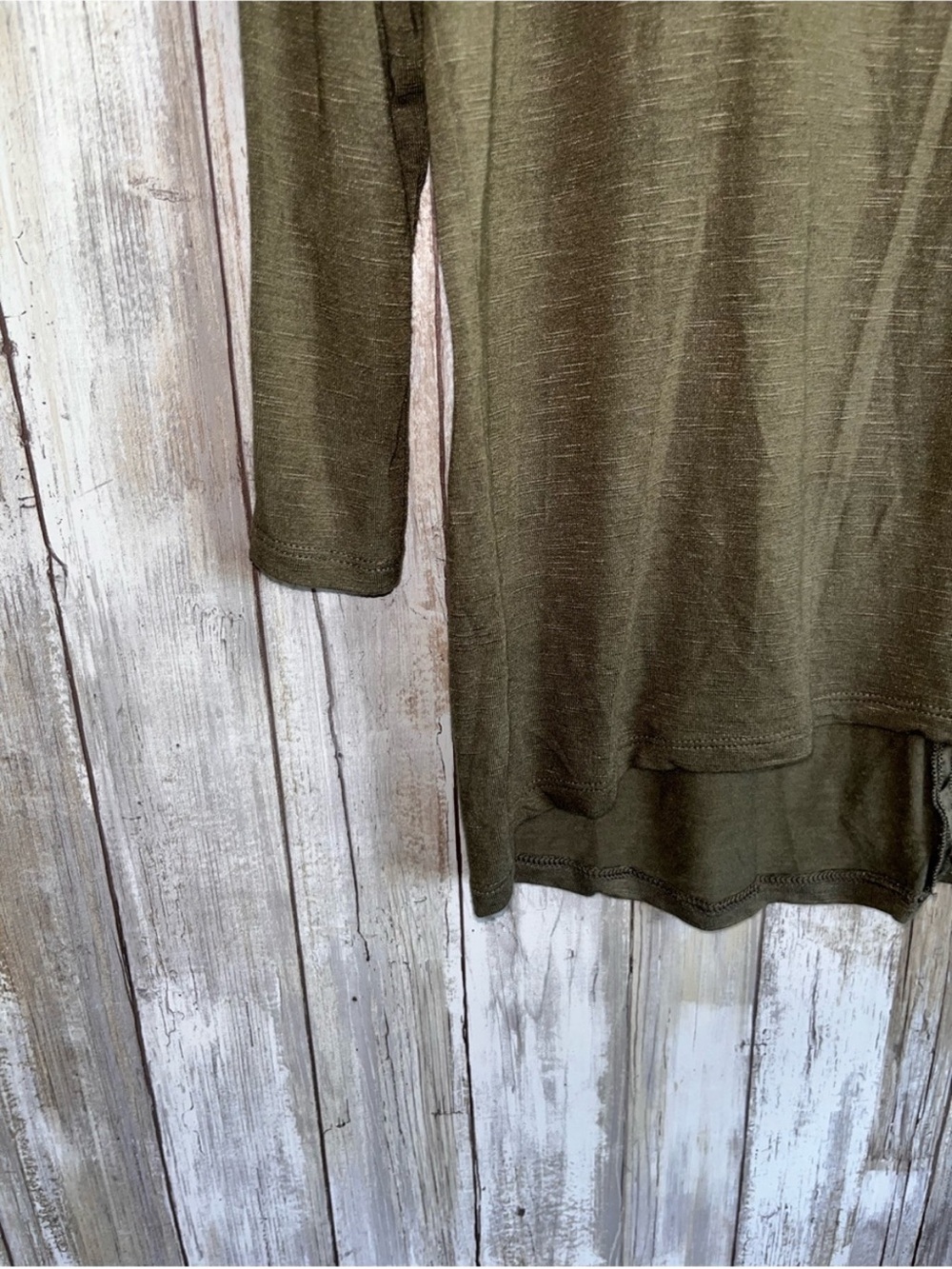 White House Black Market Olive High Low Dolman Sleeve Top Medium - Picture 3 of 4